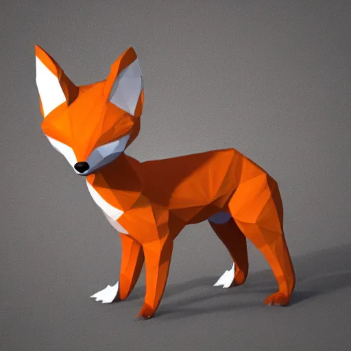 Image similar to Low Poly 3D render of a plush fox, digital art, trending on artstation