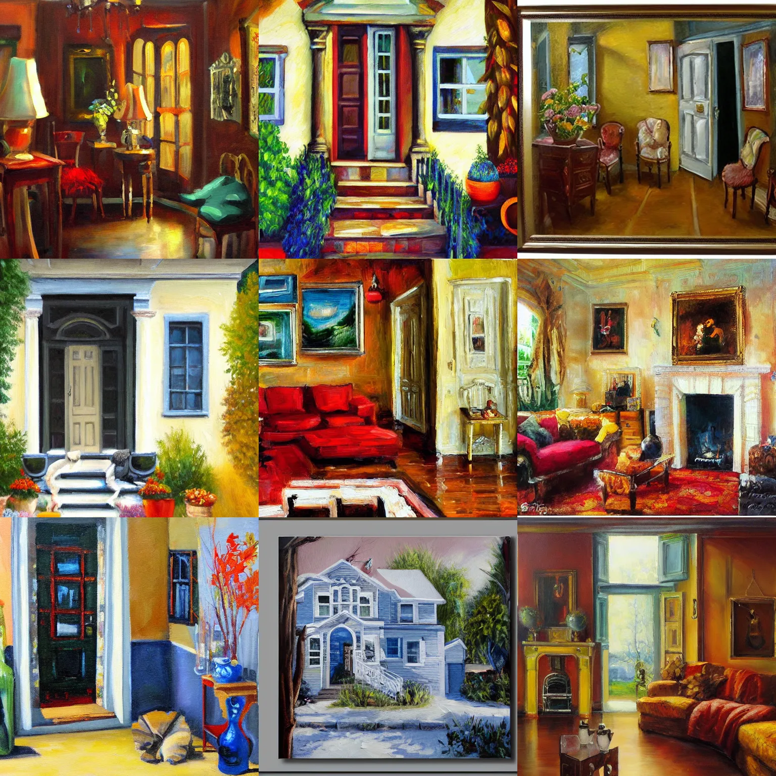 Prompt: welcome friends to my house, fine art, oil painting