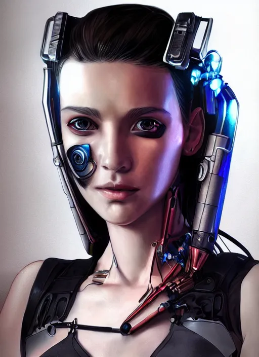 Prompt: portrait of (cyberpunk+200) girl with a (biomechanic+100) crest, illutration by Artgerm, highly detailed, trending on artstation