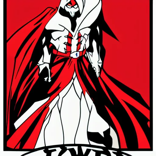 Image similar to Spawn by Todd-MacFarlene, SVG, Vector sticker, flat colors, full-body, uncropped, white-space-surrounding-subject