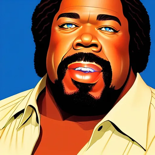 Image similar to barry white by clyde caldwell, ilya kuvshinov, rossdraw, very detailed