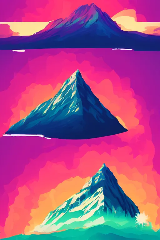 Image similar to sunrise mountain water vector illustration digital art by james gilleard trending on artstation