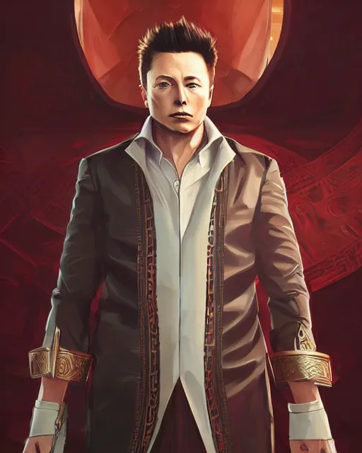 Prompt: an anime portrait of elon musk as a beautiful man wearing a barong tagalog from skyrim, by stanley artgerm lau, wlop, rossdraws, james jean, andrei riabovitchev, marc simonetti, and sakimichan, trending on artstation