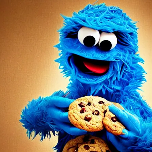 Prompt: the cookie monster angry because there are no cookies left. hyper realistic secret photograph