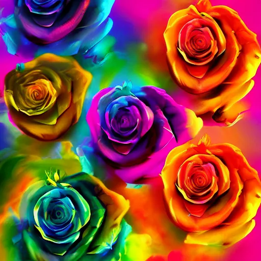 Image similar to Roses made of colorful smoke, digital art, award winning, artstation,