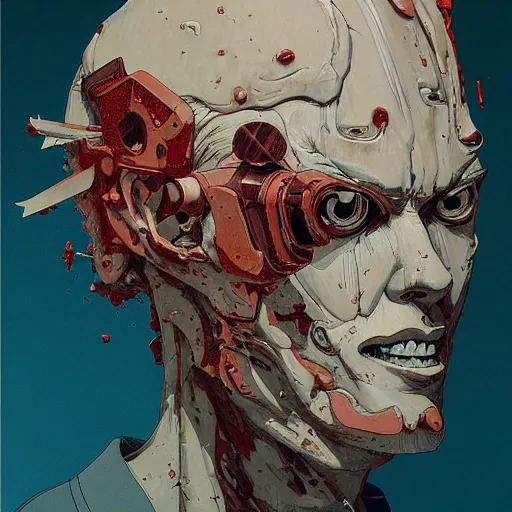 Image similar to prompt : chainsaw man portrait soft light painted by james jean and katsuhiro otomo and erik jones, inspired by akira anime, smooth face feature, intricate oil painting, high detail illustration, sharp high detail, manga and anime 1 9 9 9