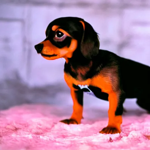 Image similar to a movie capture of a darth vader blond chiweenie, cinematic