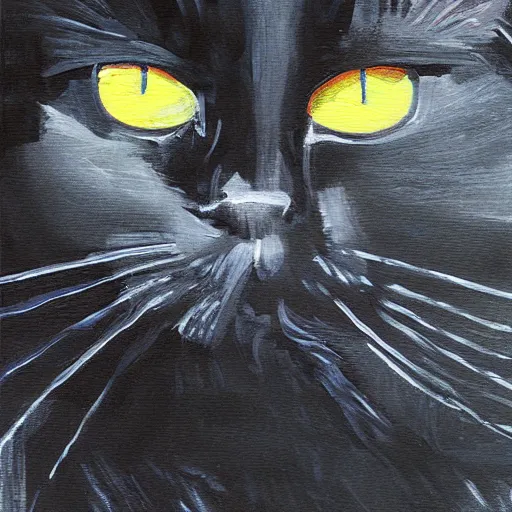 Image similar to very fat black cat hyperdetail painting