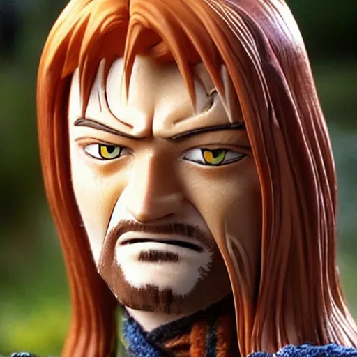 Image similar to boromir from the anime lord of the rings (1986), ginger hair, looking serious, some beard, studio ghibli, very detailed, realistic