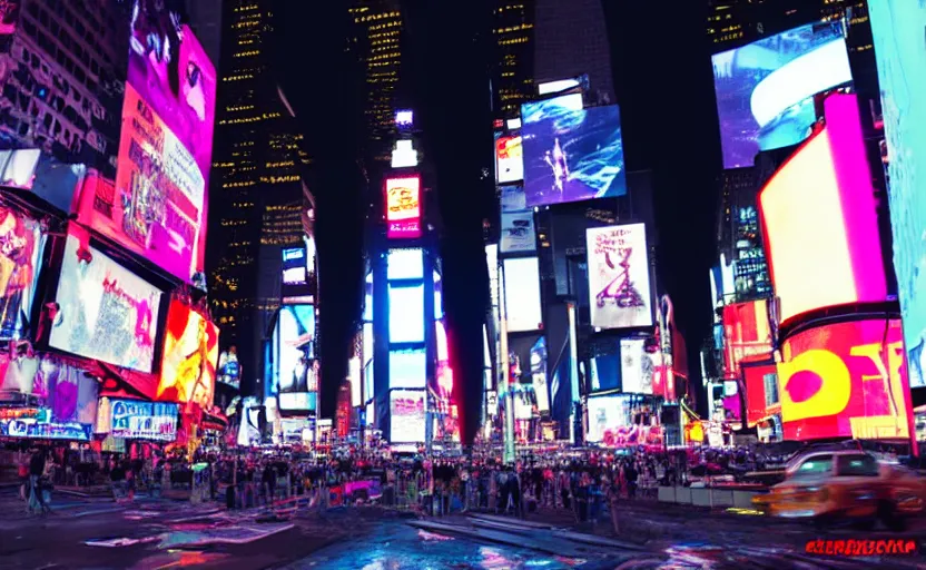 Prompt: Times Square in the year 2100, cyberpunk, neon