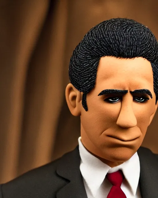 Image similar to oscar nunez with a suit as a muppet. highly detailed felt. hyper real photo. 4 k.