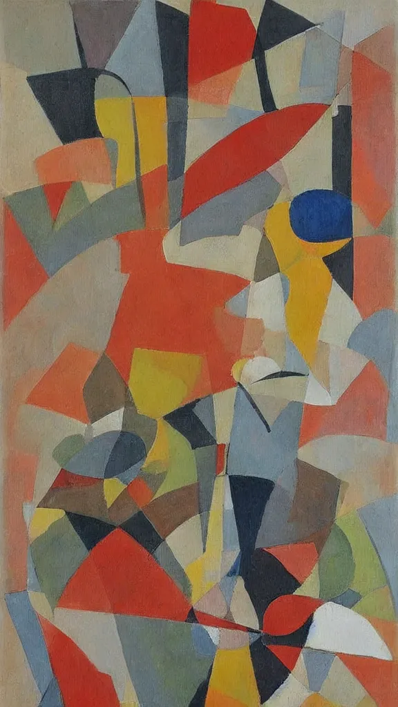 Prompt: abstract primitivism minimalism art painting, lines, forms, shapes, in style of marcel duchamp