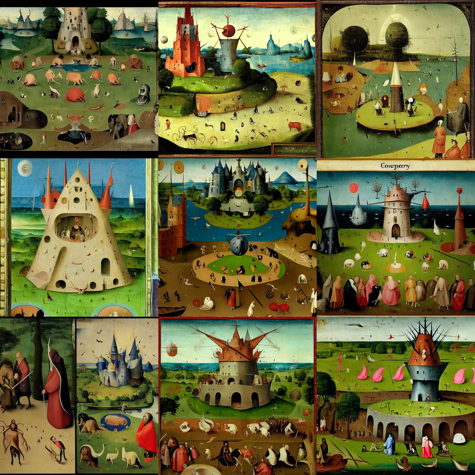 Prompt: a computer game with graphics as if painted by hieronymous bosch