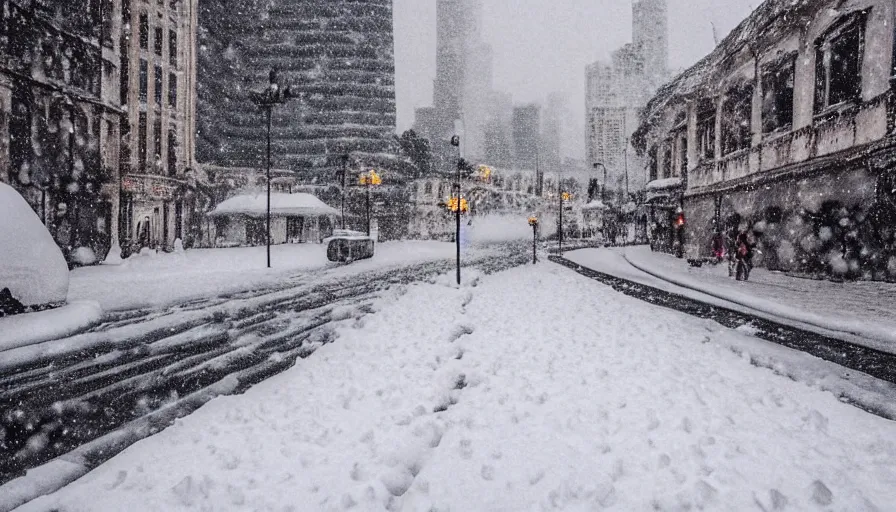 Prompt: the city of rio de janeiro covered in snow, winter photograph, snowing, 4 k, award winning photograph, beautiful, trending on instagram