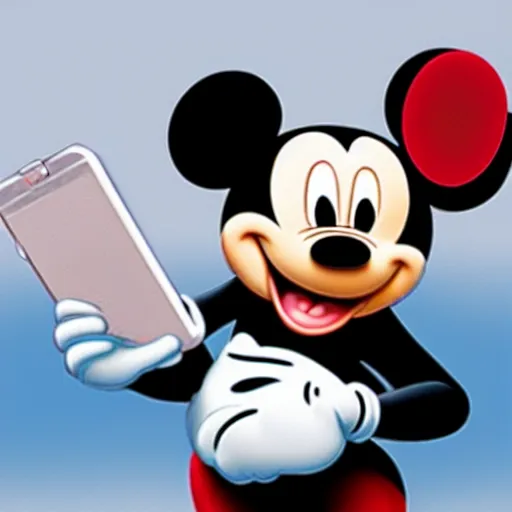 Image similar to mickey mouse on the phone, photo