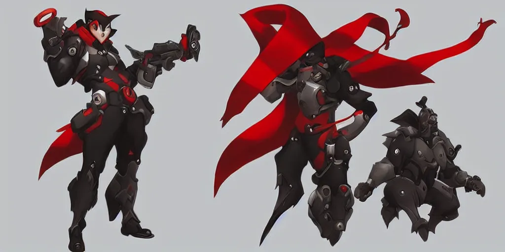 Image similar to new overwatch hero concept art, penguin with red scarf, game concept art