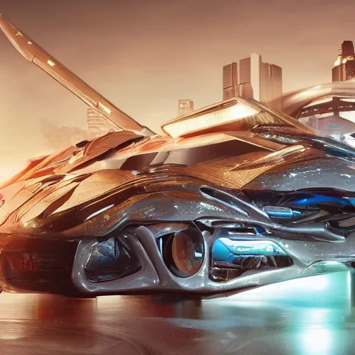 Image similar to car : motherboard forms in the style of zaha hadid architecture sci-fi futuristic setting ultra realistic photography, keyshot render, octane render, unreal engine 5 render , high oiled liquid glossy specularity reflections, ultra detailed, golden hour 4k, 8k, 16k in the style ofblade runner 2049 Cyberpunk 2077 ghost in the shell thor 2 marvel film : tilt shift: sharp focus