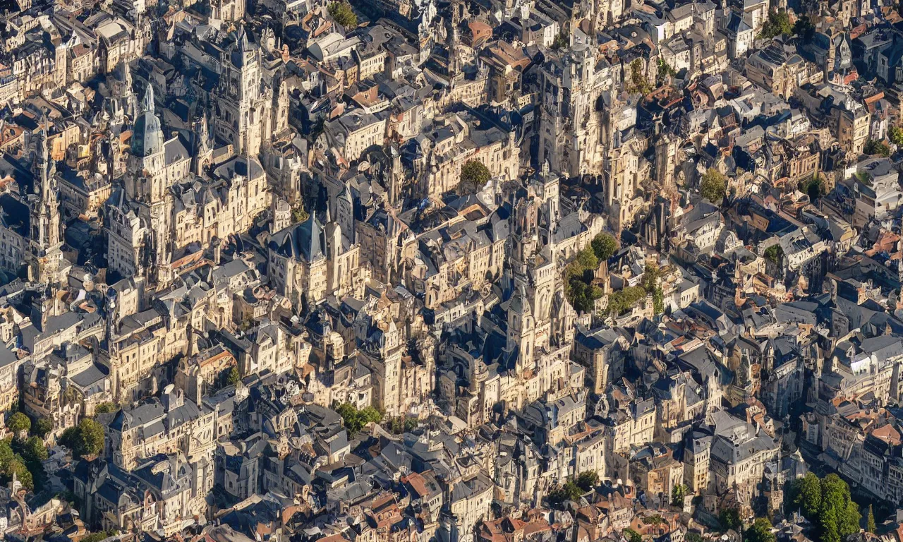 Prompt: highly detailed, intricate stunning image of an ornate baroque city landscape poking through the clouds into the bright blue sky : : 6, looking down from a balcony high up a tower : : 1 0, surrounded by higer baroque castle towers, high octane, cinematic lighting 4 k