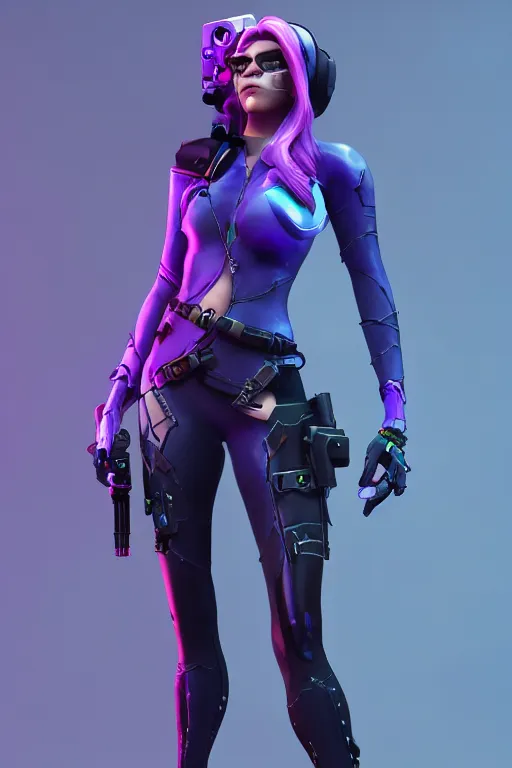 Image similar to widowmaker, overwatch, cyberpunk, digital art, high detailed, artstation, 3 d render