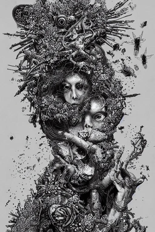 Image similar to Plague goddess painting by Dan Hillier, trending on artstation, artstationHD, artstationHQ, 4k, 8k