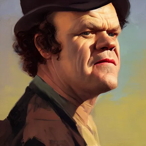 Image similar to greg manchess portrait painting of john c reilly, medium shot, asymmetrical, profile picture, organic painting, sunny day, matte painting, bold shapes, hard edges, street art, trending on artstation, by huang guangjian and gil elvgren and sachin teng