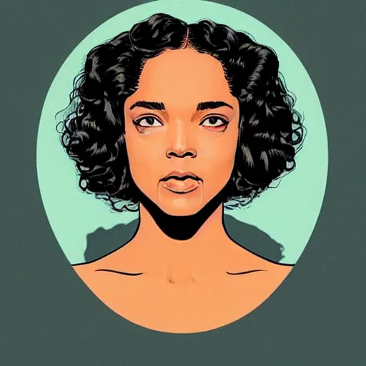 Image similar to “ tessa thompson retro minimalist portrait by jean giraud, moebius starwatcher comic, sharp, smooth face, 8 k ”