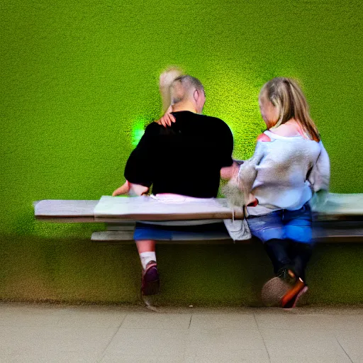 Image similar to a couple sitting on a park bench