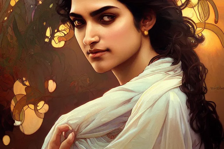 Image similar to Anxious good looking pale young Indian doctors arguing, portrait, elegant, intricate, digital painting, artstation, concept art, smooth, sharp focus, illustration, art by artgerm and greg rutkowski and alphonse mucha