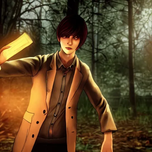 Image similar to Screenshot of Light Yagami in Dead By Daylight