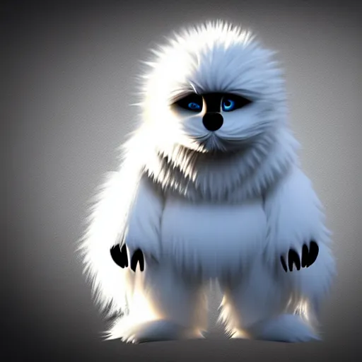 Image similar to a white fur monster, photo, realistic