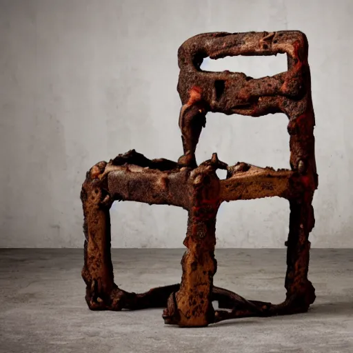 Image similar to chair made of rotted flesh and bone