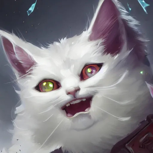 Prompt: arcane style white fluffy cat, bomb boom, bomb boom, bomb boombomb boom, bomb explosion, boom, bright art masterpiece artstation. 8 k, sharp high quality artwork in style of jose daniel cabrera pena and greg rutkowski, concept art by tooth wu, blizzard warcraft artwork, hearthstone card game artwork, exploding, grenade explosion