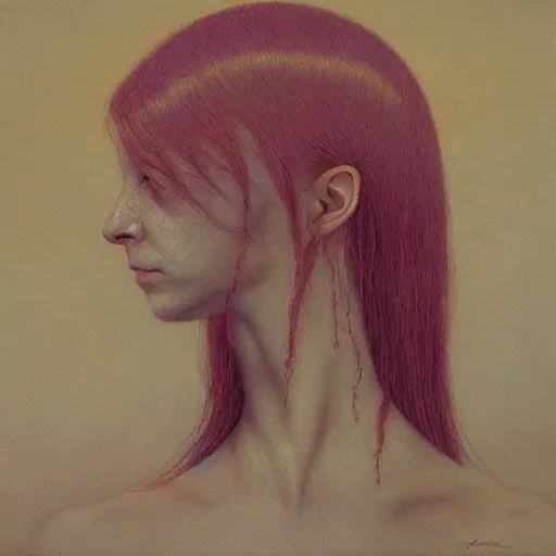 Image similar to female who looks like alyson hannigan by beksinski