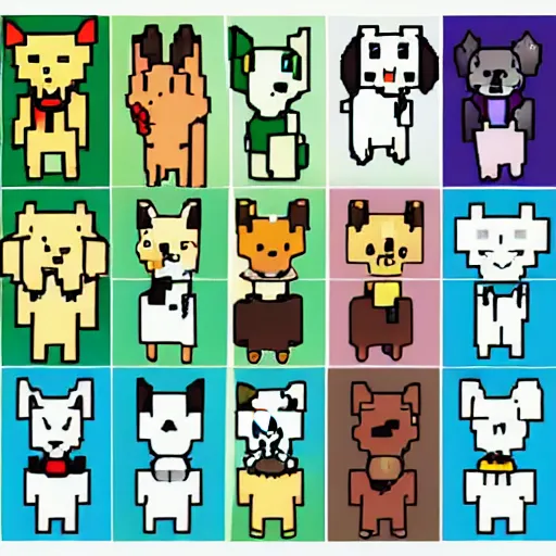 Image similar to dogs Pokémon sprite sheet 8bit