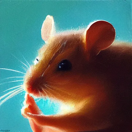 Image similar to a beautiful, soulful oil painting of a mouse by craig mullins