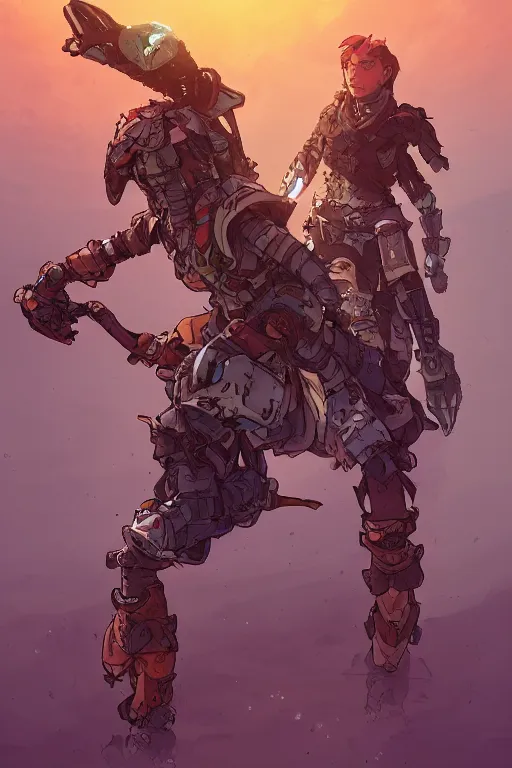 Image similar to combination suit armor aloy horizon forbidden west horizon zero dawn robot ninja mask helmet backpack tribal, art gta 5 comics, official fanart behance hd artstation by jesper ejsing, by rhads, makoto shinkai and lois van baarle, ilya kuvshinov, ossdraws radiating a glowing aura cgi rtx 2 0 2 2