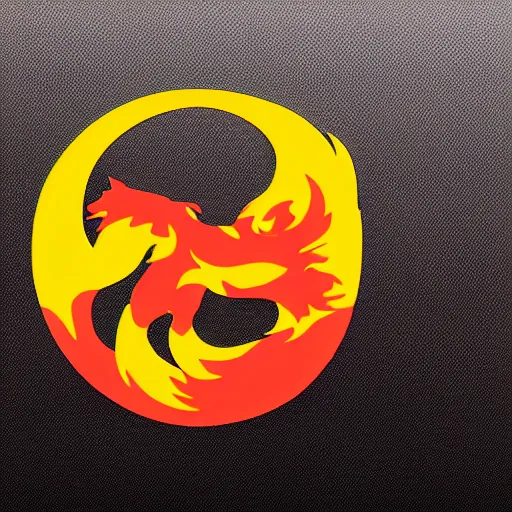 Image similar to a vector logo of a burning fox with flames style