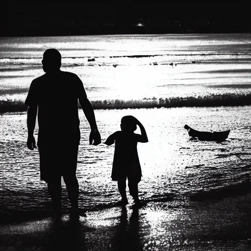 Image similar to father silhouette, award winning black and white photography