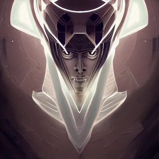 Image similar to symmetry!! solid cube of light, hard edges, product render retro - futuristic poster scifi, lantern head, ancient kings in white robes, intricate, elegant, highly detailed, digital painting, artstation, concept art, smooth, sharp focus, illustration, dreamlike, art by artgerm