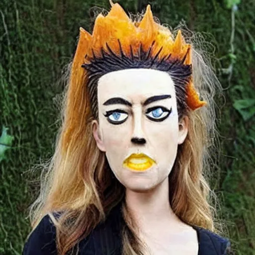 Image similar to a [ gourd ] carved shaped to look like ( amber heard ) face hybrid intercross