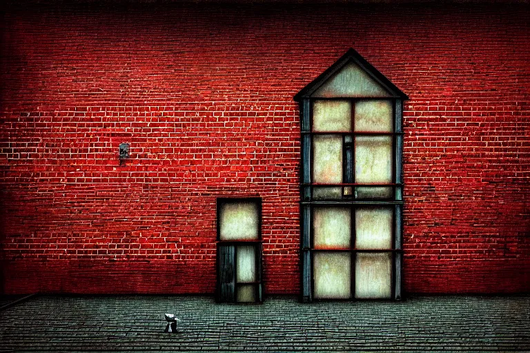 Prompt: house in the nowhere, abstract colors, red brick style, rule of thirds, shining, by adonna khare, by amir zand, by banksy, digital painting