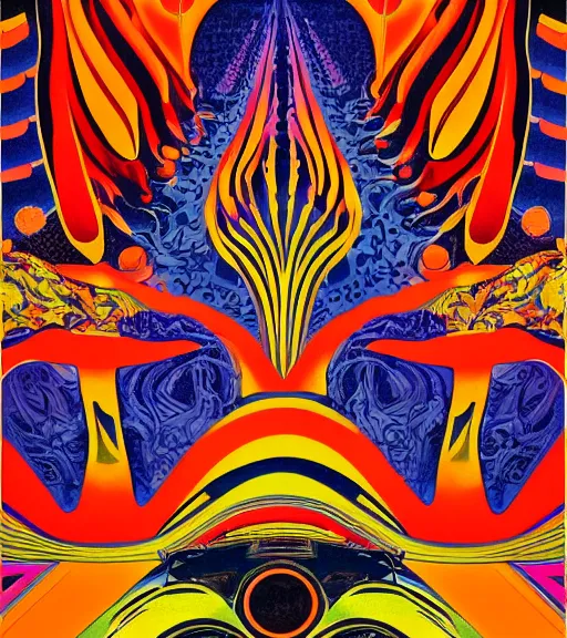 Prompt: art of a psychedelic 1970s poster, symmetrical, highly detailed, concept art,
