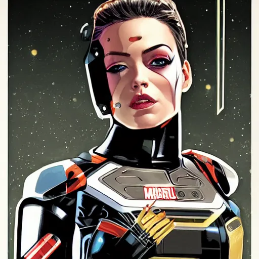 Image similar to portrait of a female android, by MARVEL comics and Sandra Chevrier