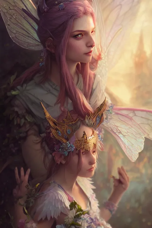 Image similar to fairy princess, highly detailed, d & d, fantasy, highly detailed, digital painting, trending on artstation, concept art, sharp focus, illustration, art by artgerm and greg rutkowski and fuji choko and viktoria gavrilenko and hoang lap