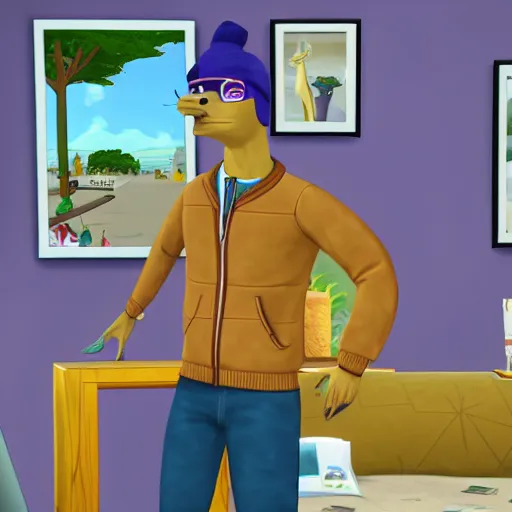 Image similar to Bojack Horseman in the Sims 4