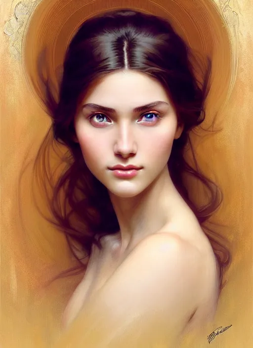 Prompt: beautiful ukrainian feminine face! portrait of young woman perfection, beautiful hair, symmetrical! intricate, elegant, highly detailed, vision of holy perfection, sleeping in a theatre!! smile, digital painting, artstation, concept art, smooth, sharp focus, illustration, art by artgerm and greg rutkowski and alphonse mucha