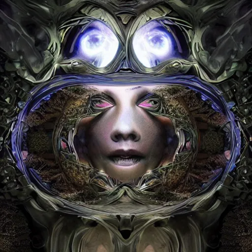 Image similar to fantasy art hyper realistic ai created interesting bizarre subconscious of computer ai machines with fractal vignette edge fantastic art award winning best ultra detailed magnificent