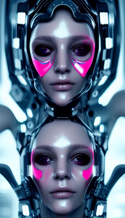 Image similar to face mask on beautiful woman face, cyberpunk art by kuno veeber, cgsociety, computer art, ultra detailed, futuristic, anime aesthetic