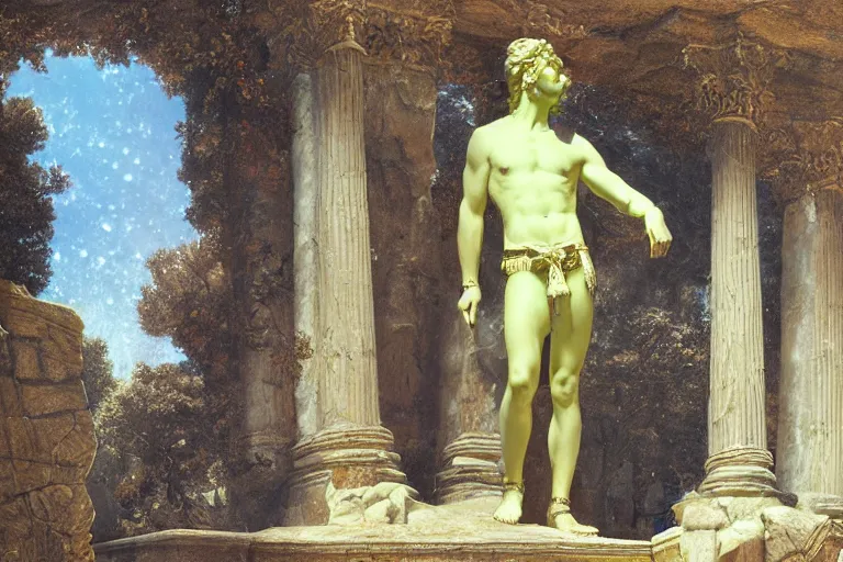 Prompt: an ultradetailed sculpture of the statue of david wearing glowing neon slotted sunglasses, masterpiece, 8 k, art by greg rutkowski and albert bierstadt