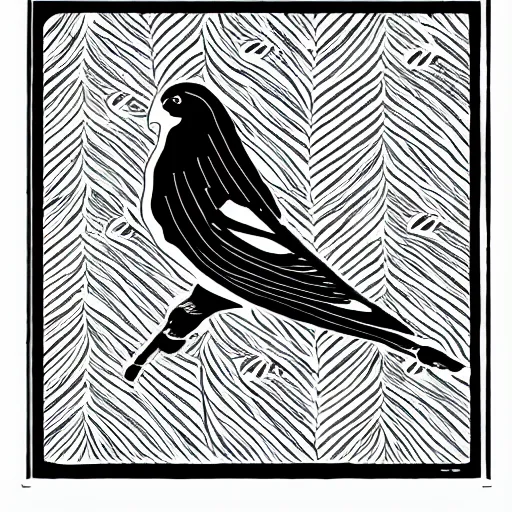 Prompt: magpie bold stylized block print, 4k, black ink on white paper